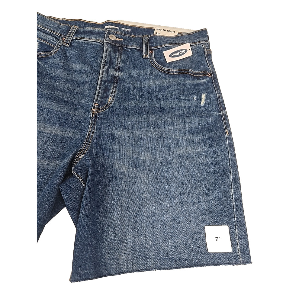 Old Navy Womens Blue Jean Sky Hi Shorts High Waisted Cut Off Size 16 New - Picture 3 of 11